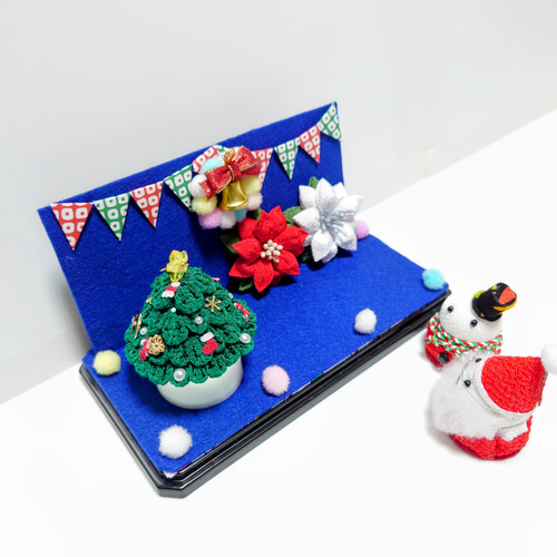 クリスマス飾り】サンタさん、雪だるま【つまみ細工】 その他