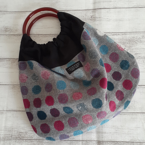 リンググラニーバッグ ウール ジャンブルドット ライトグレー トート  