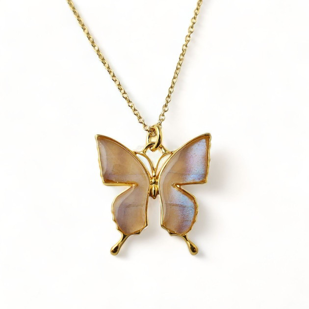 本物の蝶の羽　蝶ネックレス　スルコウスキーモルフォ　[zps004g-sul]