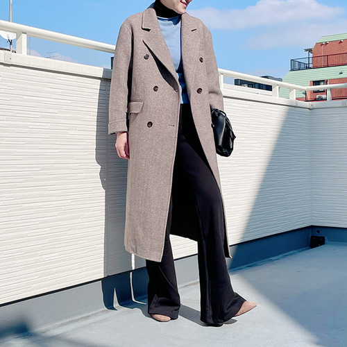 ヘリンボーンコート　ブラウン R】CLANE ガウンコート ヘリンボーン BOSS - ヘリンボーン