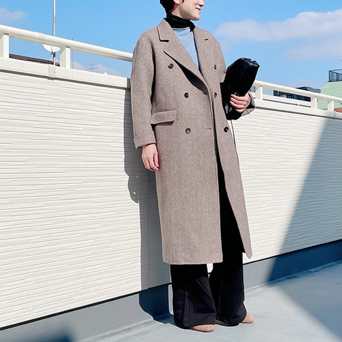 新作】ヘリンボーン柄リバーシブル生地の半裏付きダブルブレスト