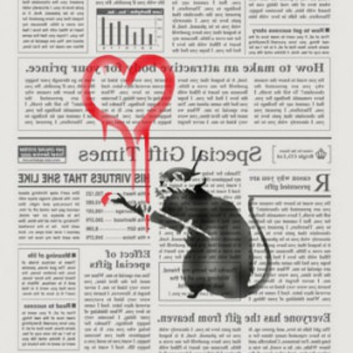 BANKSY調 バンクシー調 ハートペイント ネズミ ステンシルシート 型紙