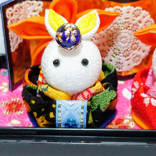 ひな祭り2020】チマチョゴリ・うさちゃんひな人形（♂黒、♀赤