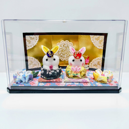 ひな祭り2020】チマチョゴリ・うさちゃんひな人形（♂黒、♀赤