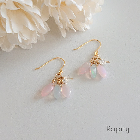 14kgf☆天然石カラーオパール ピアス ピアス（フック・チェーン