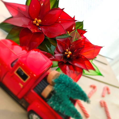 ポインセチア1本 アメリカンフラワー クリスマス雑貨 アートフラワー