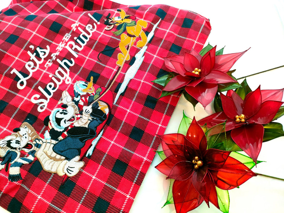 ⭐️クリスマス⭐️ハンドメイド 巾着袋 たくまし ポインセチア ⭐️クリスマス⭐️ハンドメイド 巾着袋 たくまし ポインセチア
