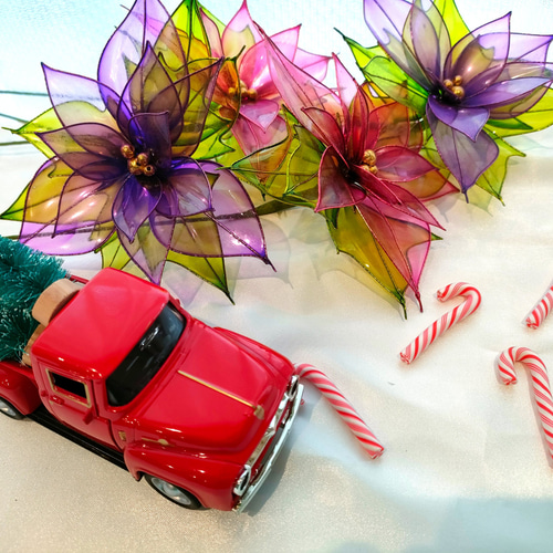 ポインセチア4本 アメリカンフラワー クリスマス雑貨 アートフラワー