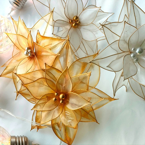 ポインセチア4本 アメリカンフラワー クリスマス雑貨 アートフラワー