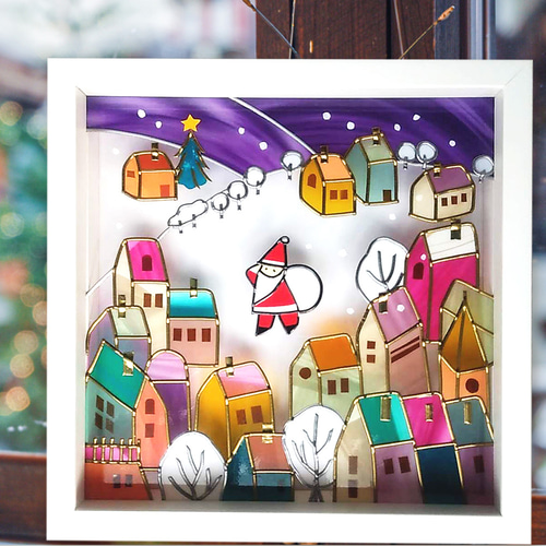 Creemaのクリスマス 迷子になったサンタクロース ステンドグラス