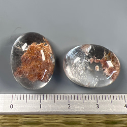 透明感ある水晶部のガーデンクォーツ カボション 20ミリペア nl5451 4枚目の画像