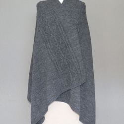 エアリースパン(メリノウール100％）アラン柄大判ニットストール＆ブランケット【チャコールグレー】 2枚目の画像