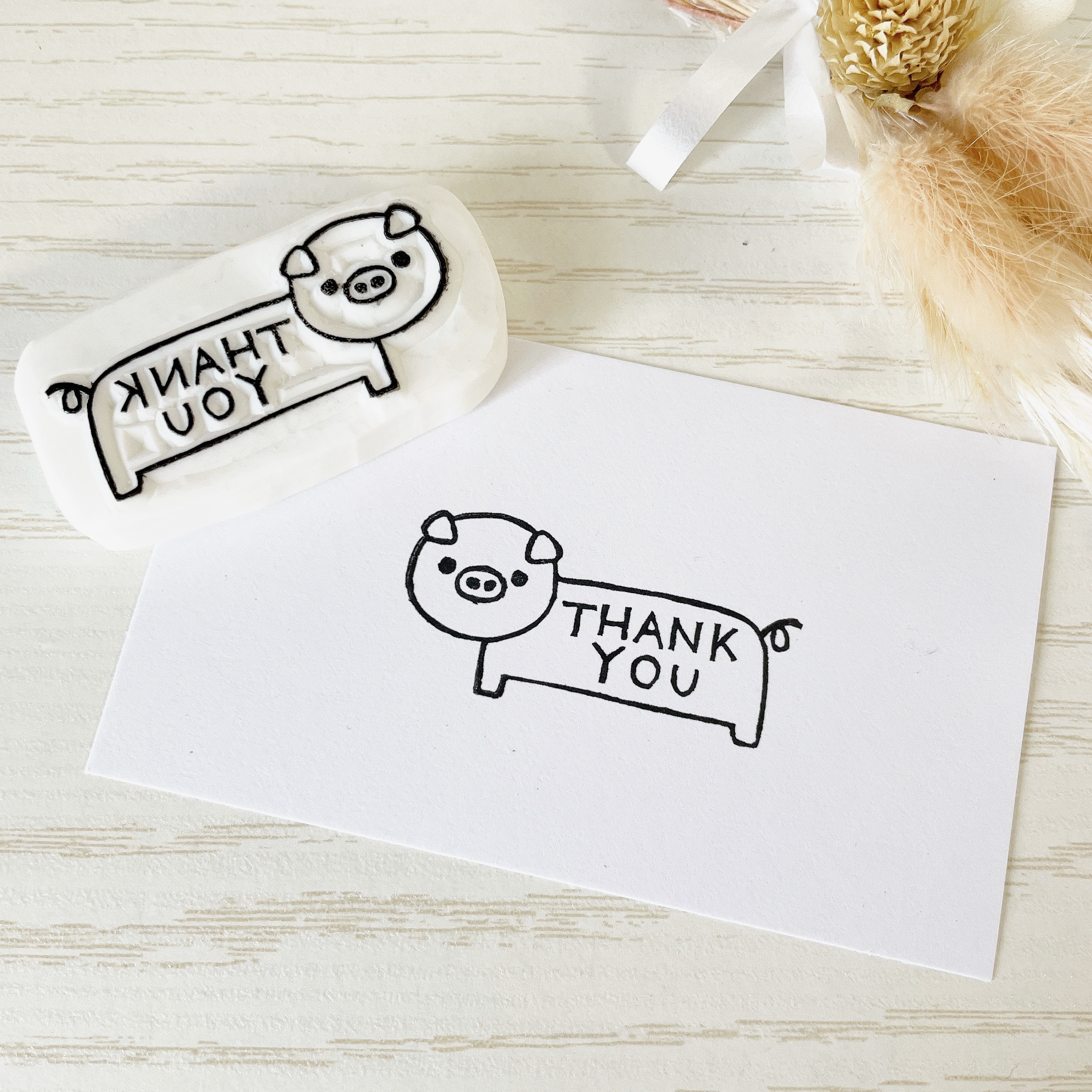 消しゴムはんこ　thank you✿ぺんぎんの親子