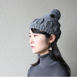 ケーブル編みニットベレー帽 ダークグレー キャップ 凛 通販 674857