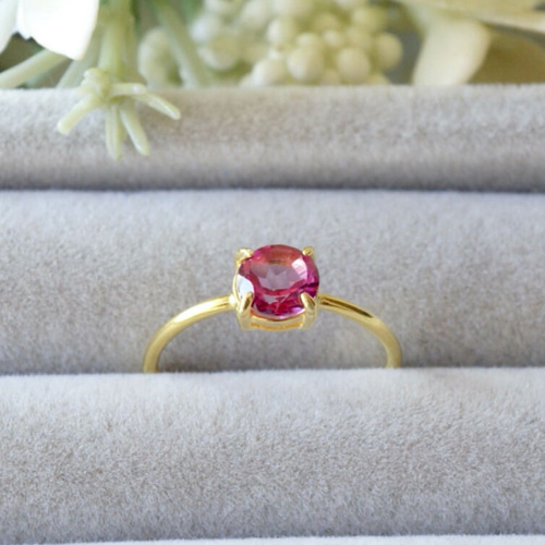 11月誕生石 ミスティックピンクトパーズ 7号〜フリーサイズ