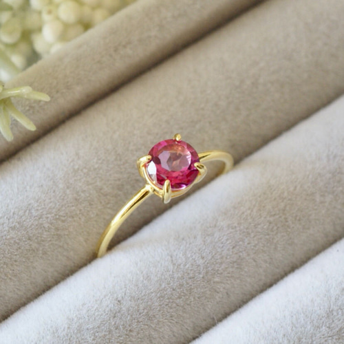 11月誕生石 ミスティックピンクトパーズ 7号〜フリーサイズリング 18k