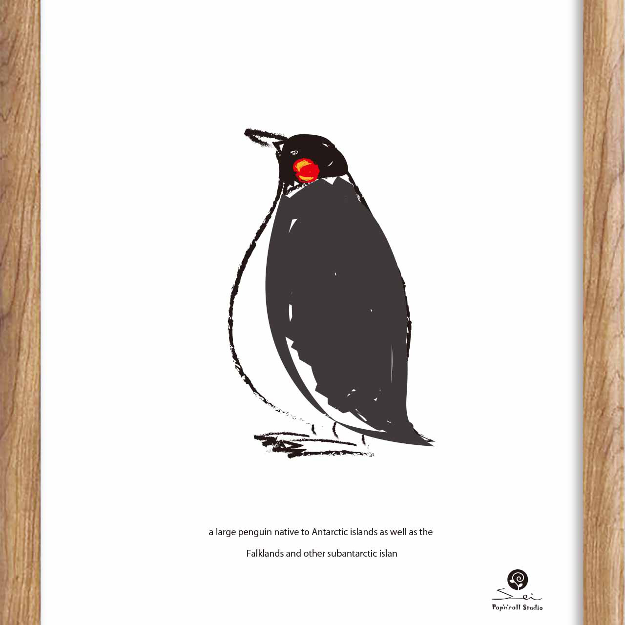 食べすぎた　ペンギン　送料無料　イラスト　ポスター アート  アートポスター　全作定評品質　c-10