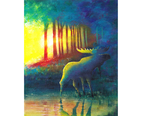 Amazon.co.jp: 絵画 森の中の鹿インテリア 絵画 超リアルな動物