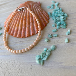 高知から珊瑚アクセサリー直売　ピンク色珊瑚ブレスレット　シルバー製アジャスター付 3枚目の画像