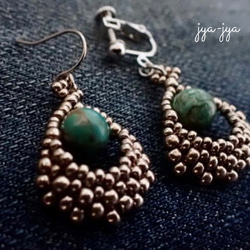 beads earrings - natural turquoise 3枚目の画像