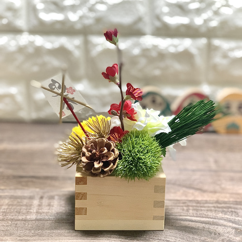 年末SALE❤︎お正月飾り❤︎升アレンジ❤︎Blue お正月アレンジ | BrightlySeaShine 年末SALE❤︎お正月飾り❤︎升