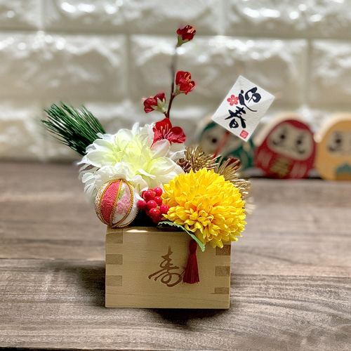 梅の升アレンジ〜正月飾り〜＊冬支度ハンドメイド2023＊早割クリスマス