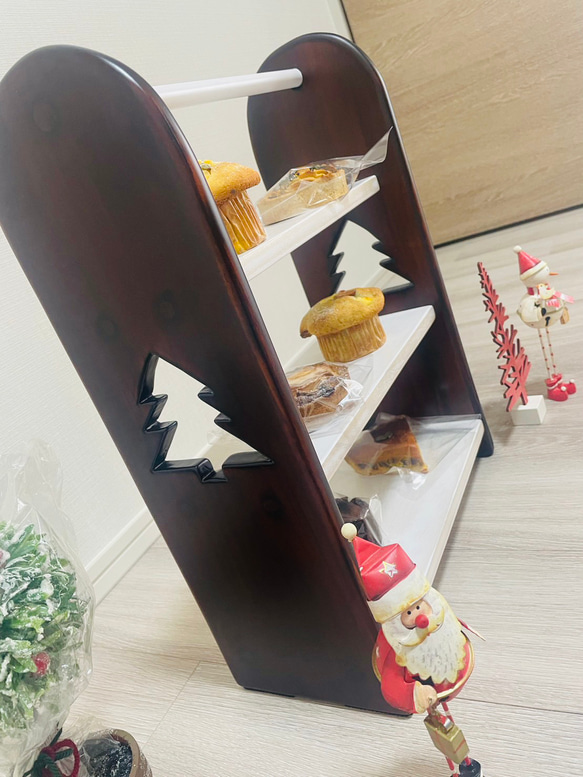 木製　アフタヌーンティースタンド　クリスマス　ケーキスタンド 1枚目の画像