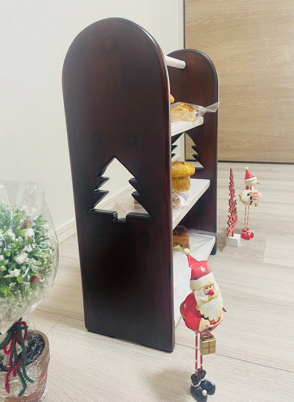 木製　アフタヌーンティースタンド　クリスマス　ケーキスタンド 6枚目の画像