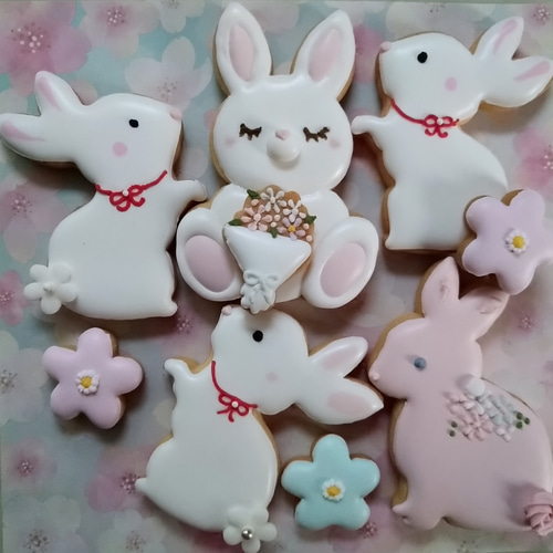 うさるなさま確認用　アイシングクッキー 入学祝いクッキー🌸 ランドセルを背負ったうさまるを作りたくて