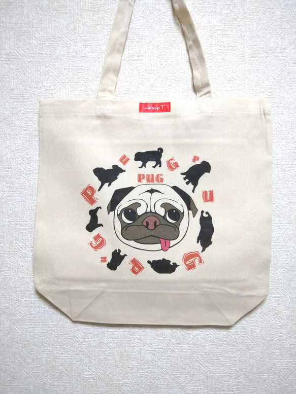 【セール】トートバッグ：PUG８／パグ 1枚目の画像