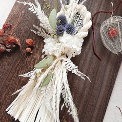 予約販売】2023 お正月*｡ ホワイト しめ縄飾り ∗*ﾟ ドライフラワー