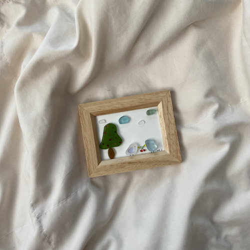 WOL.S シーグラスアート 小鳥とさくらんぼ その他インテリア雑貨 WOL.S