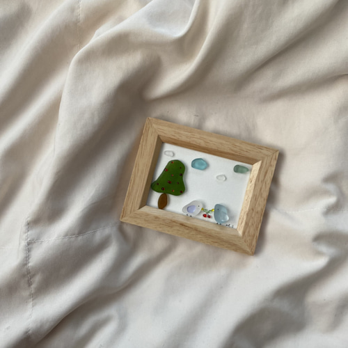 WOL.S シーグラスアート 小鳥とさくらんぼ その他インテリア雑貨 WOL.S