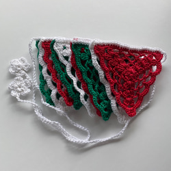 手編み♡三角フラッグガーランド♡クリスマスカラー 2枚目の画像