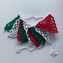 手編み♡三角フラッグガーランド♡クリスマスカラー 5枚目の画像