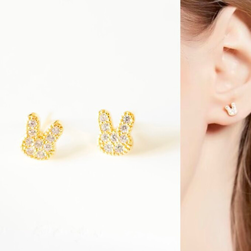 うさぎ ピアス ミニピアス シルバー925 かわいい バニー うさ耳