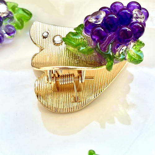 ヘアアクセサリー〜葡萄〜 ヘアクリップ・バナナクリップ 心春 通販