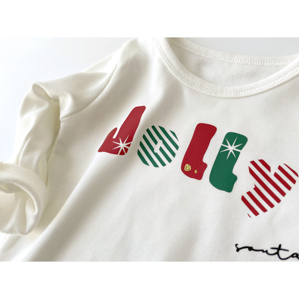 聖誕節嬰兒連身衣彩色字母長袖聖誕禮物 第3張的照片