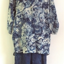 伝統織物のトップブランド夏塩沢に本藍染めを施した洋服オリジナルブランド『ナツシオンブルー』板締染（ジャケット22） 5枚目の画像