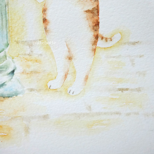 ✻ 【原画】冬のお出かけ支度 / 猫とストーブ no.176 | 絵 水彩画