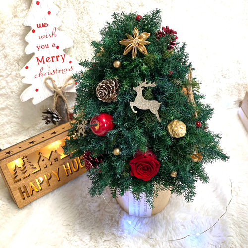 超早割クリスマス2025 プリザーブドドライフラワー キラキラのトナカイ