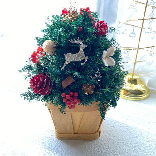 超早割クリスマス2025 プリザーブドフラワーキラキラのトナカイに  