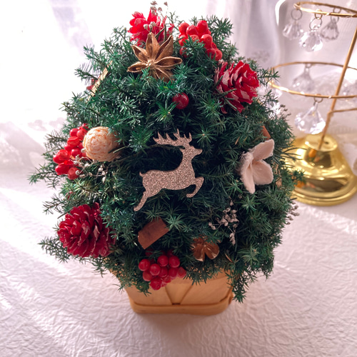 超早割クリスマス2025 プリザーブドフラワーキラキラのトナカイに