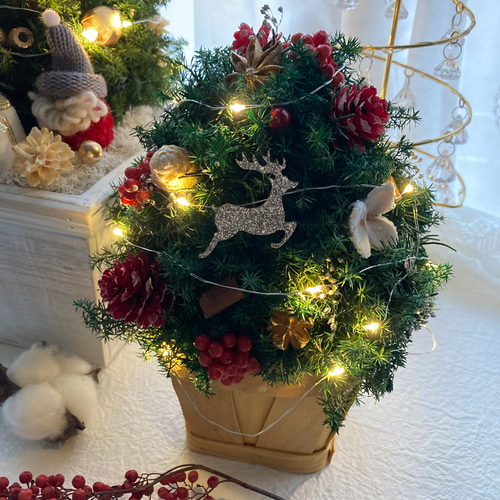 超早割クリスマス2025 プリザーブドフラワーキラキラのトナカイに