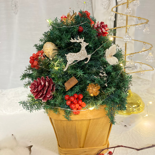 超早割クリスマス2025 プリザーブドフラワーキラキラのトナカイに