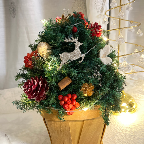 超早割クリスマス2025 プリザーブドフラワーキラキラのトナカイに