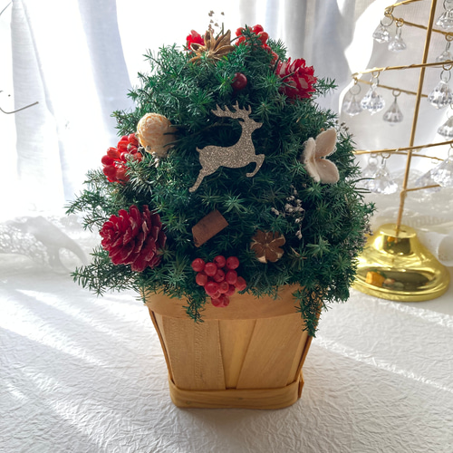 超早割クリスマス2025 プリザーブドフラワーキラキラのトナカイに