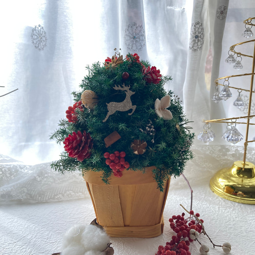 超早割クリスマス2025 プリザーブドフラワーキラキラのトナカイに