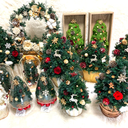 早割クリスマス2023 creema限定 プリザーブドドライフラワーキラキラのトナカイに木の実 卓上クリスマスツリー 11枚目の画像