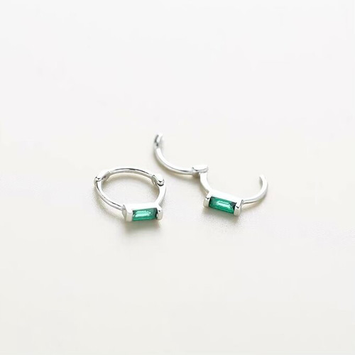 エメラルド フープピアス シルバー925 ワンタッチピアス